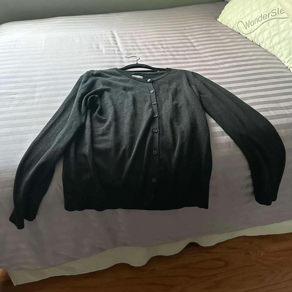 Croft & Barrow Black Glitter Button Up Cardigan Sweater